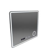 Rectangular LED Mirror, 90x75cm, Riflesso MotionGlow Marcello, Demister System, Clock & Thermometer, Cosmetic Magnifier, Dimable