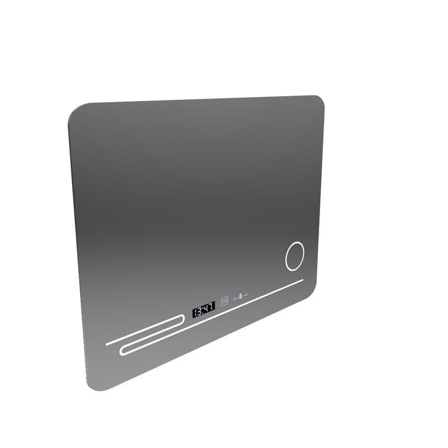 The rectangular LED mirror 80x60cm Fortaleza MotionGlow Marcello Defrosting System Thermometer and Cosmetic Wolf Clock