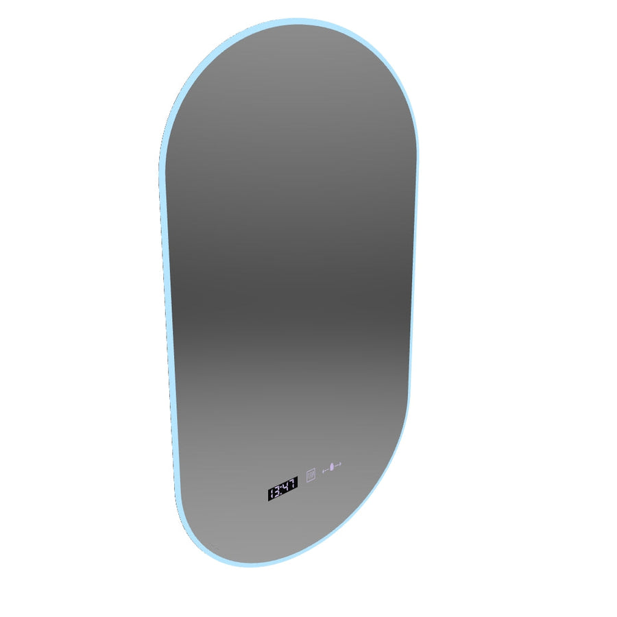 Oval LED Mirror, 50x100cm, Lucia Sensor Marcello, Demister System, Clock & Thermometer, Dimmable