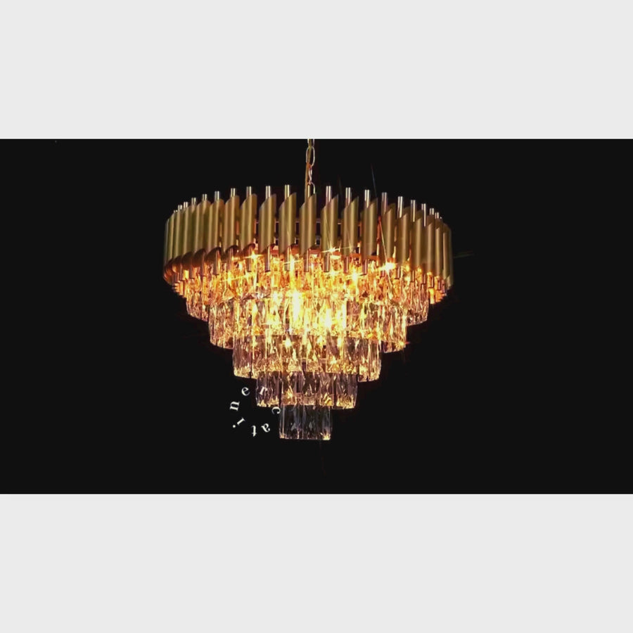 VERSAILLES Eleganza Crystal Chandelier 8x E14, Diameter 49cm, Gold, Adjustable Height