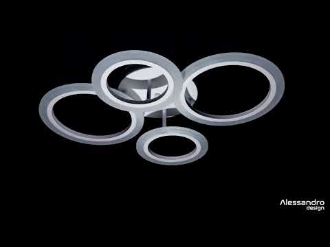 LED chandelier with remote control BETTY 44W, 4 Circles, Cold/Warm/Neutral light, Dimmable, White