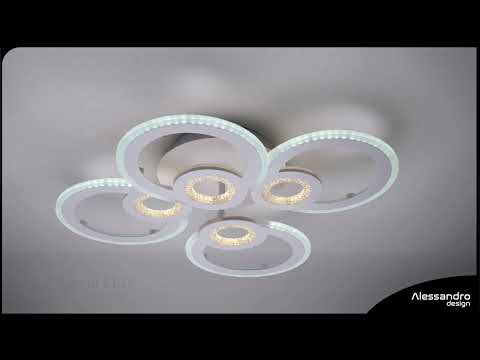 LED chandelier with remote control KADE 72W, 4 Circles, Cold/Warm/Neutral light, Dimmable, White
