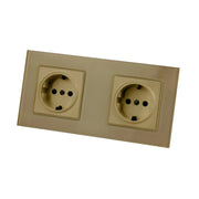 Double Socket with Tempered Glass Frame, GOLD