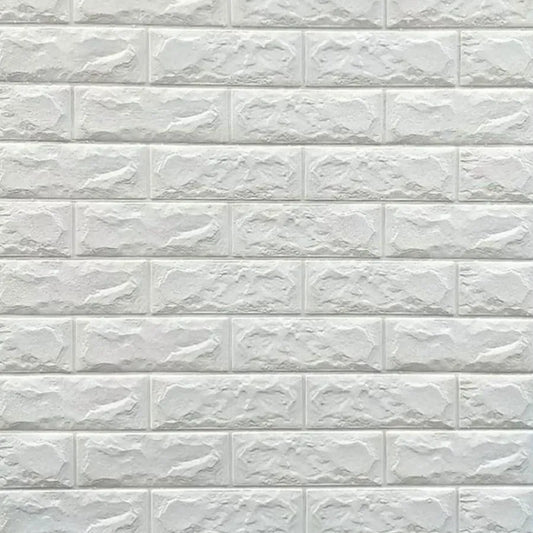 Set of 10x 3D self-adhesive wallpaper White Bricks made of soft foam, 70cm x 77cm x 2 mm