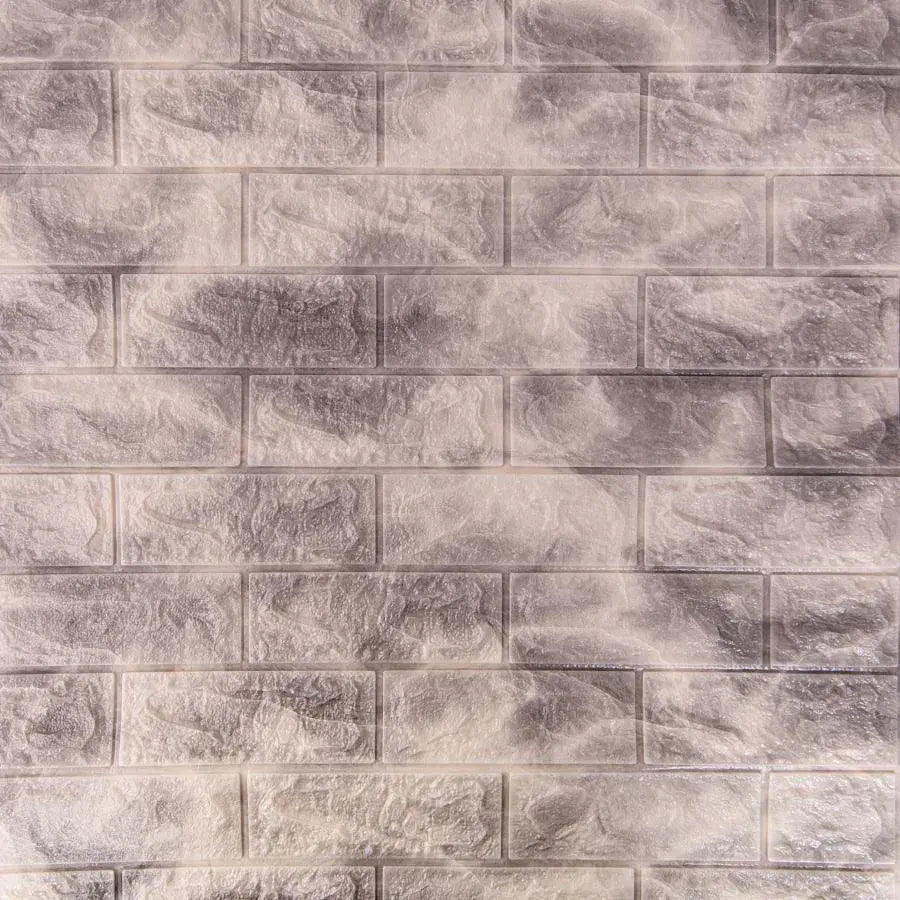 Set of 10x3D self-adhesive wallpaper bricks Gray soft foam, 77cm x 70cm x 6mm
