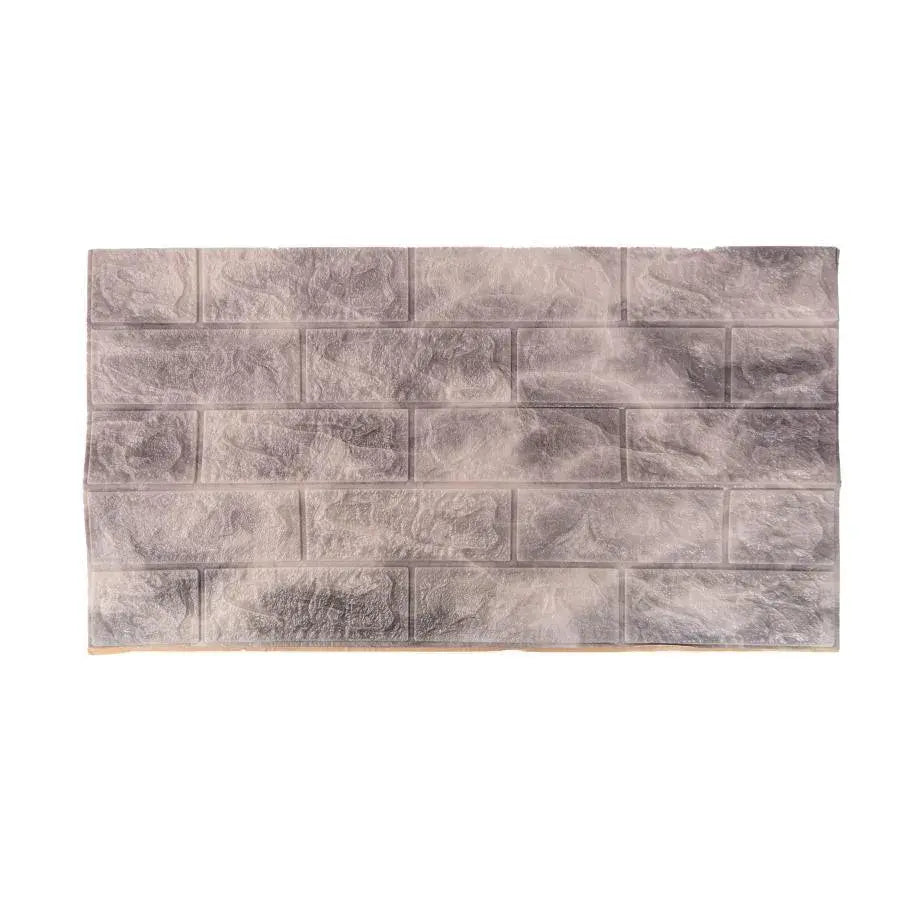 Set of 10x3D self-adhesive wallpaper bricks Gray soft foam, 77cm x 70cm x 6mm