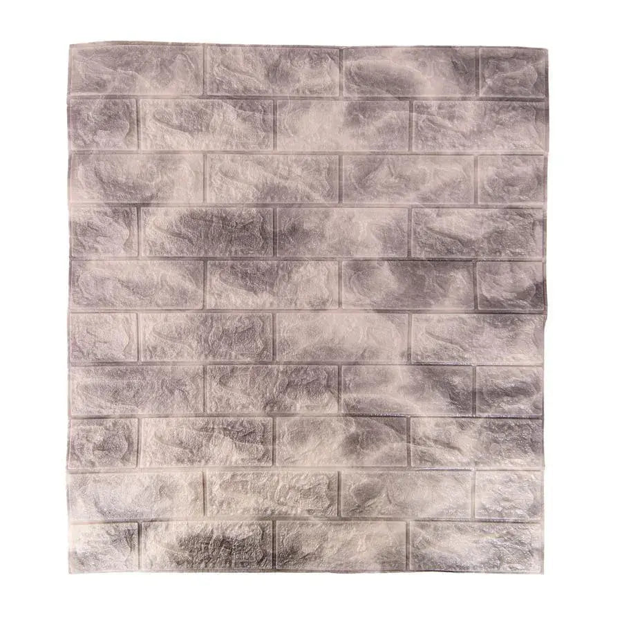 Set of 10x3D self-adhesive wallpaper bricks Gray soft foam, 77cm x 70cm x 6mm