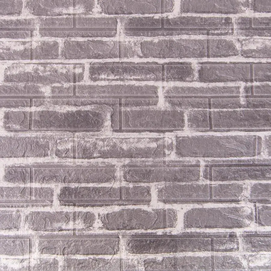 Set of 10x3D self-adhesive wallpaper bricks Gray soft foam, 77cm x 70cm x 6mm