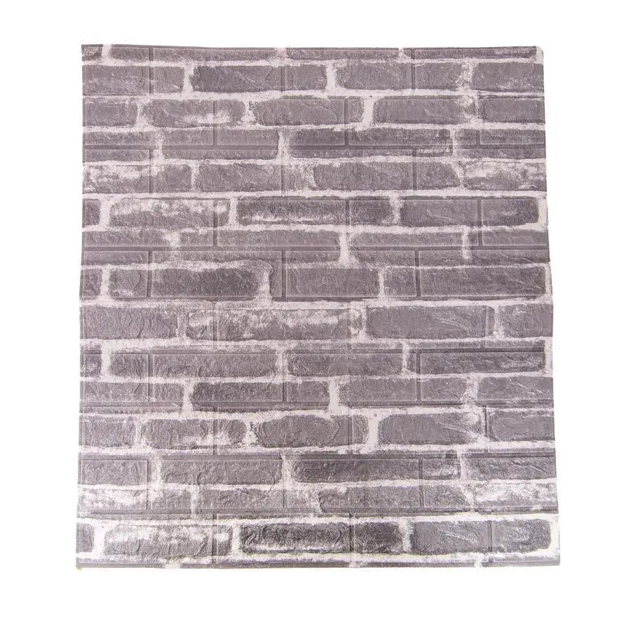 Set of 10x3D self-adhesive wallpaper bricks Gray soft foam, 77cm x 70cm x 6mm