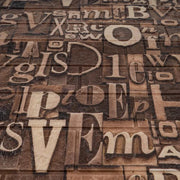 Set of 10 3D Self-Adhesive Wallpaper Brown Soft Foam, 80cmx70cmx6mm, Light Brown Letters Pattern