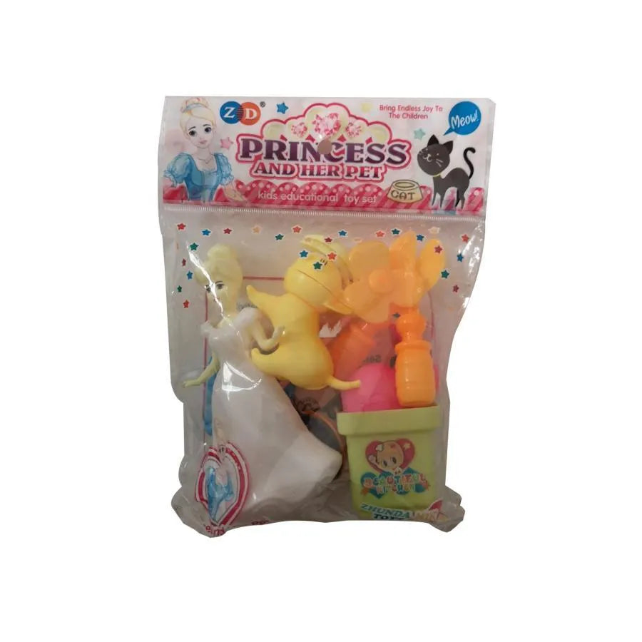 Princess and Kitten Plastic Toy Set, Plastic, 9 Pieces