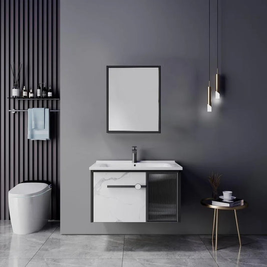 Bathroom Furniture Set 60x47cm 3 Pieces Black White