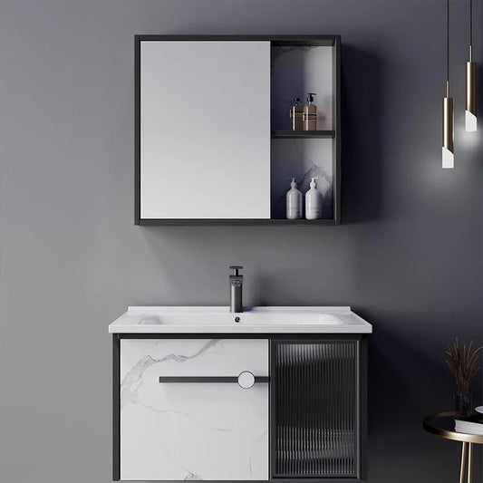 Bathroom Furniture Set 80x47cm 3 Pieces Black White