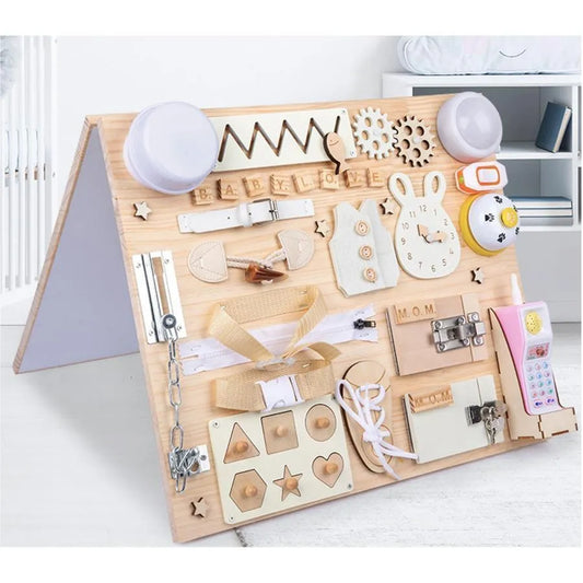 Montessori Multifunctional Educational Magnetic Board with Locks, 8 Markers, Wood and Plastic