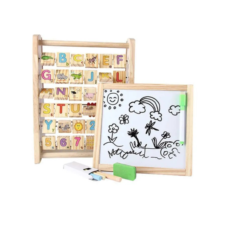 Montessori Multifunctional Educational Magnetic Board with Locks, 8 Markers, Wood and Plastic