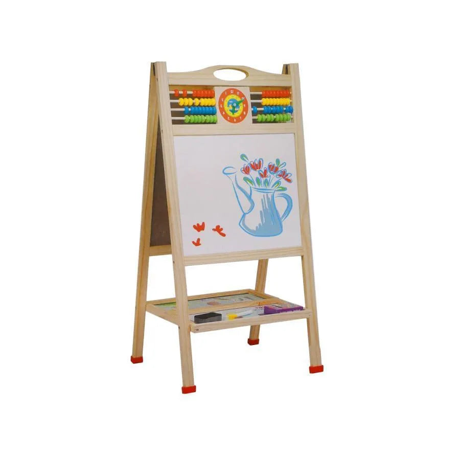 Double Magnetic School Board, 12 Colored Chalks, Wood and Plastic