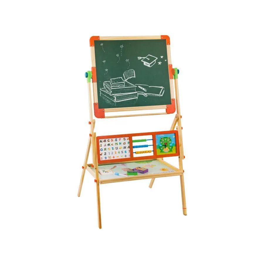 Multifunctional Educational Magnetic School Board, 12 Colored Chalks, Wood and Plastic