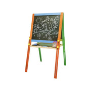 Double School Board with Numbers and Letters, 12 Colored Chalks, Wood and Plastic