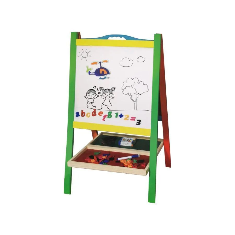 Multifunctional Educational School Board, 12 Colored Chalks, Wood