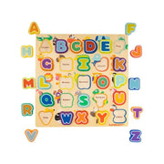 Board with Multicolored Letters and Animals, 27 Pieces, Wood