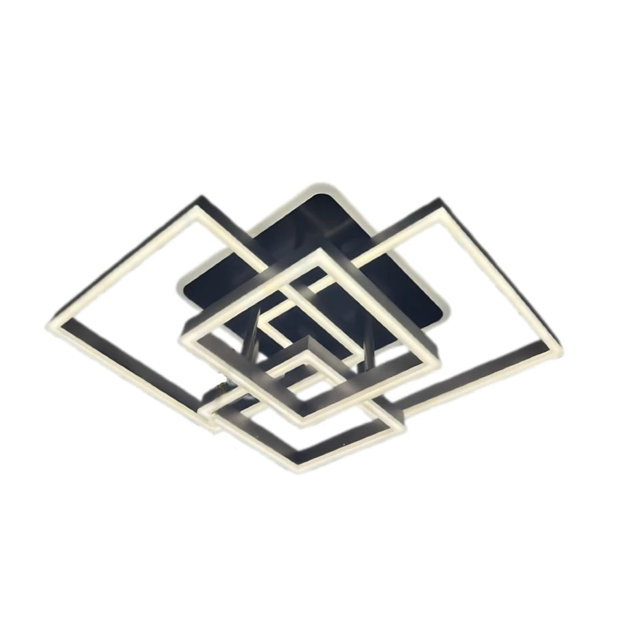 LED chandelier with remote control EMMA 190W, 4 Squares, Cold/Warm/Neutral light, Dimmable, Black