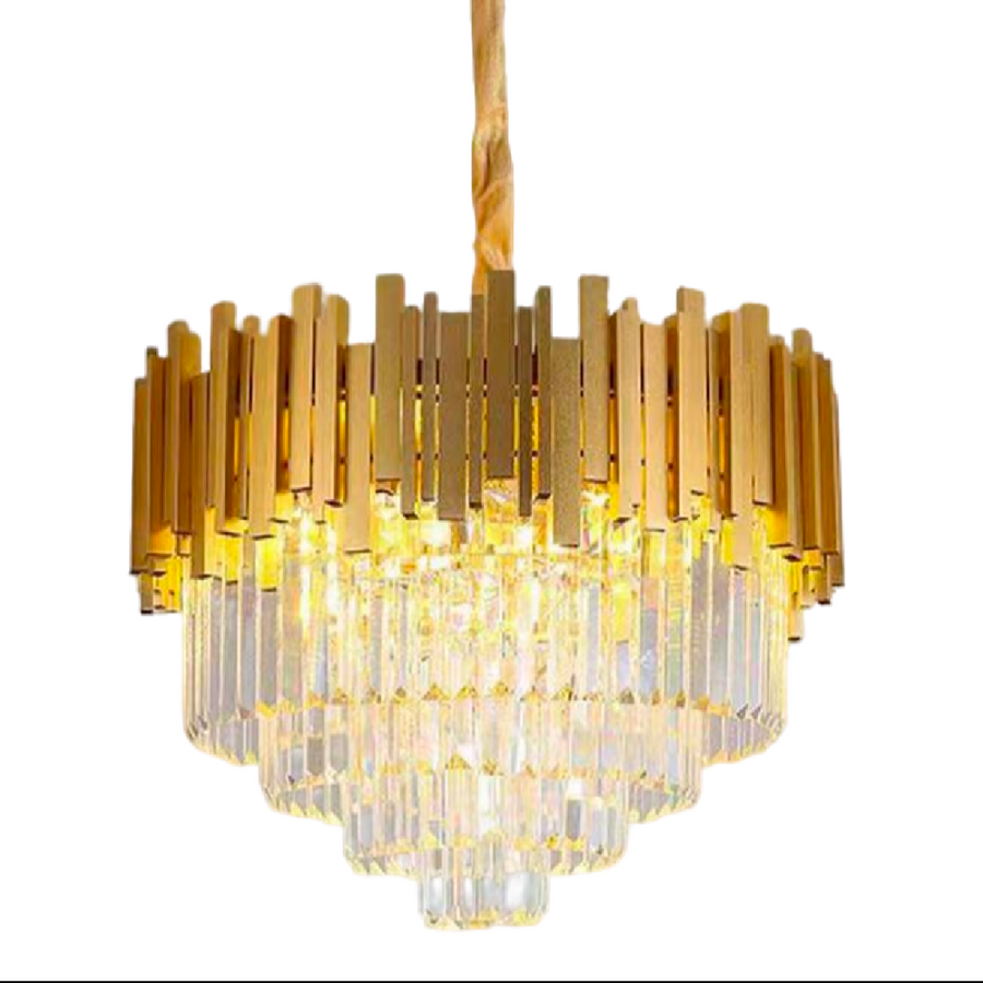 Crystal Chandelier BLOIS Eleganza, Diameter 49cm, 8x E14, Shiny Gold, Adjustable Height