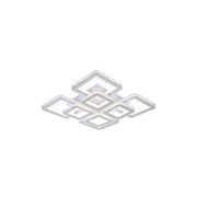 LED chandelier with remote control and crystal LEILA 237W, 8 Squares, Cold/Warm/Neutral light, Dimmable, Shiny Chrome White