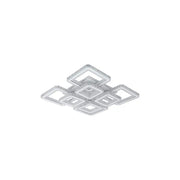 LED chandelier with remote control and crystal LEILA 237W, 8 Squares, Cold/Warm/Neutral light, Dimmable, Shiny Chrome White