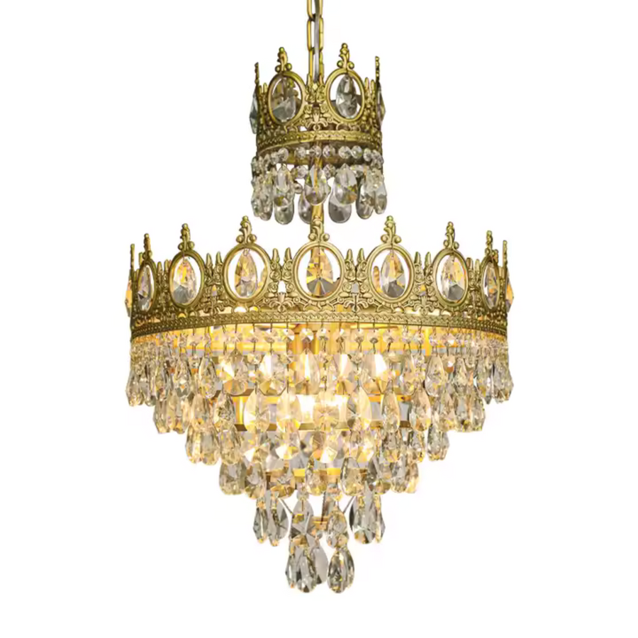 Crystal Chandelier REGALITE Petito, 3XE14, Diameter 25cm, Shiny Gold, Adjustable Height