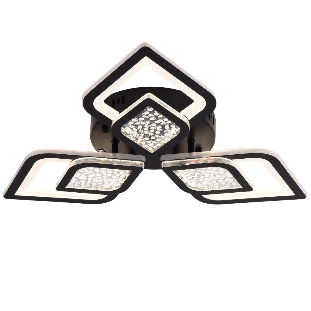 LED chandelier with Lorenzo remote control, 62W, 3 petals, cold/hot/neutral light, unstable, black