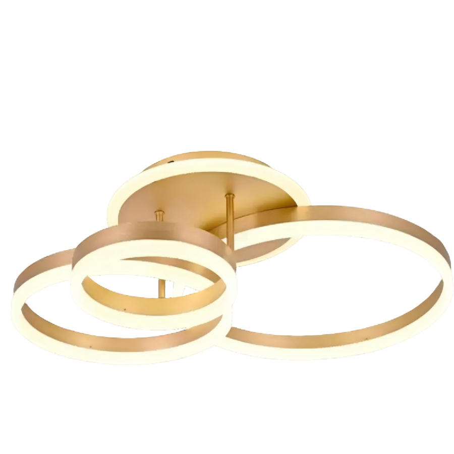 LED chandelier with remote control RIGA LILITH 94W, 3 Circles, Cold/Warm/Neutral light, Dimmable, Shiny Gold