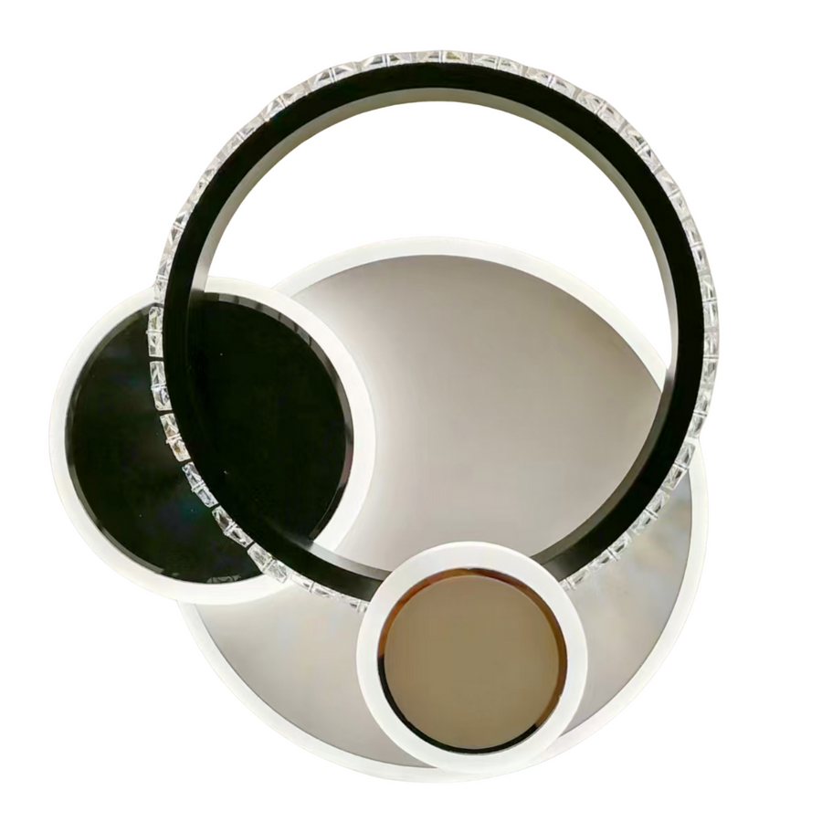 LED crystal chandelier PRISMIQ 30W, 3 Circles, Cold/Warm/Neutral light, Black