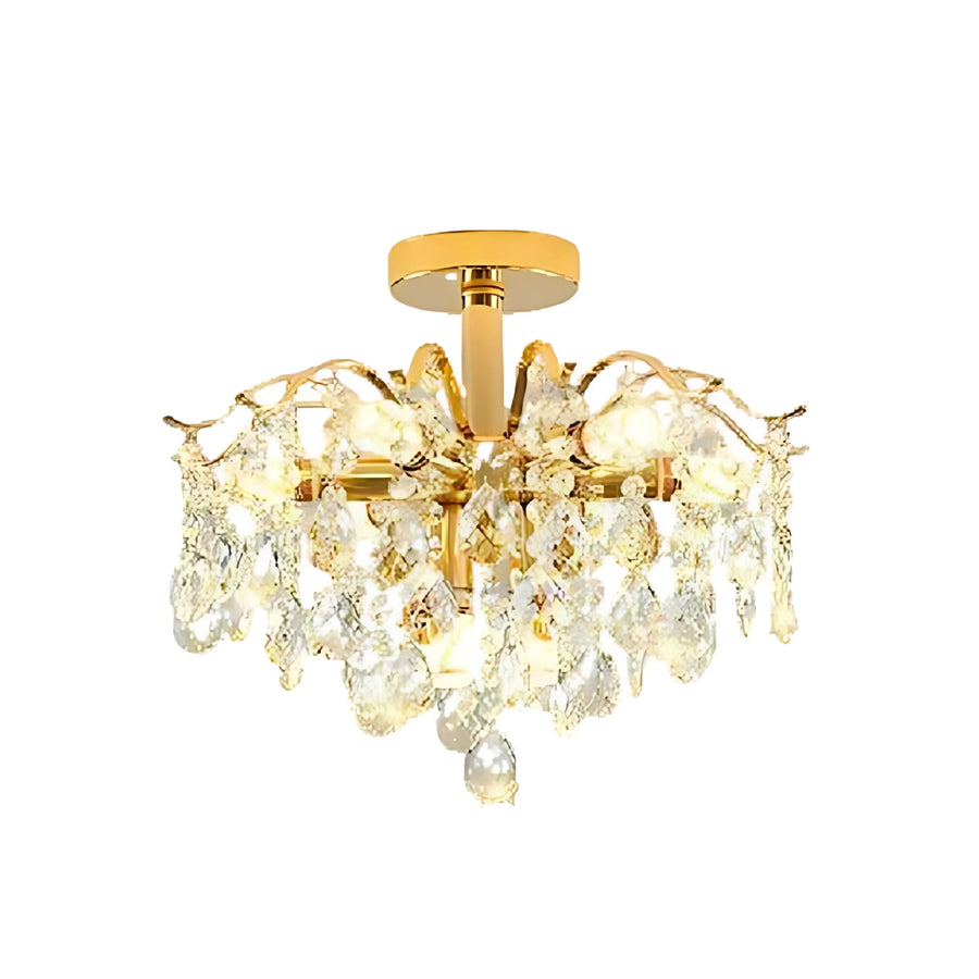 Fiamma Crystal Chandelier, 6x E14, Diameter 45cm, Gold