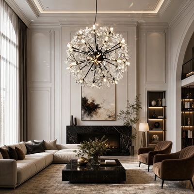 PETERHOF Crystal Chandelier Elegance, Ø50cm, 18x G4, Diameter 49cm, Black