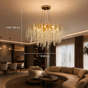 WALTZ Cascade Crystal Chandelier, 9x G9, Gold, 80cm, Adjustable Height - 01_CC331-80.png
