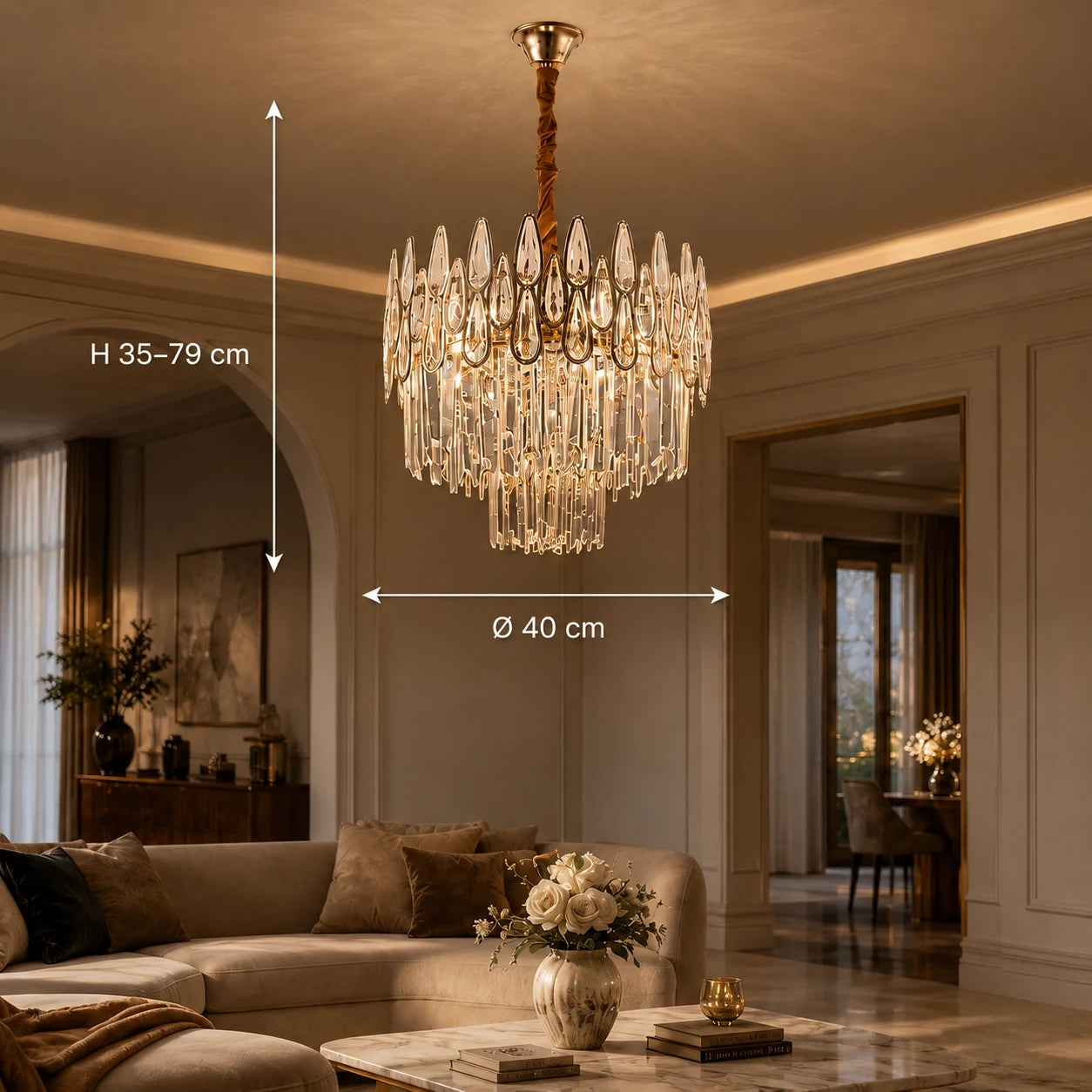 Crystal Chandelier ALHAMBRA Nobile 5x E14, Diameter 40cm, Shiny Gold, Adjustable Height - 01_CC920-400GD.png