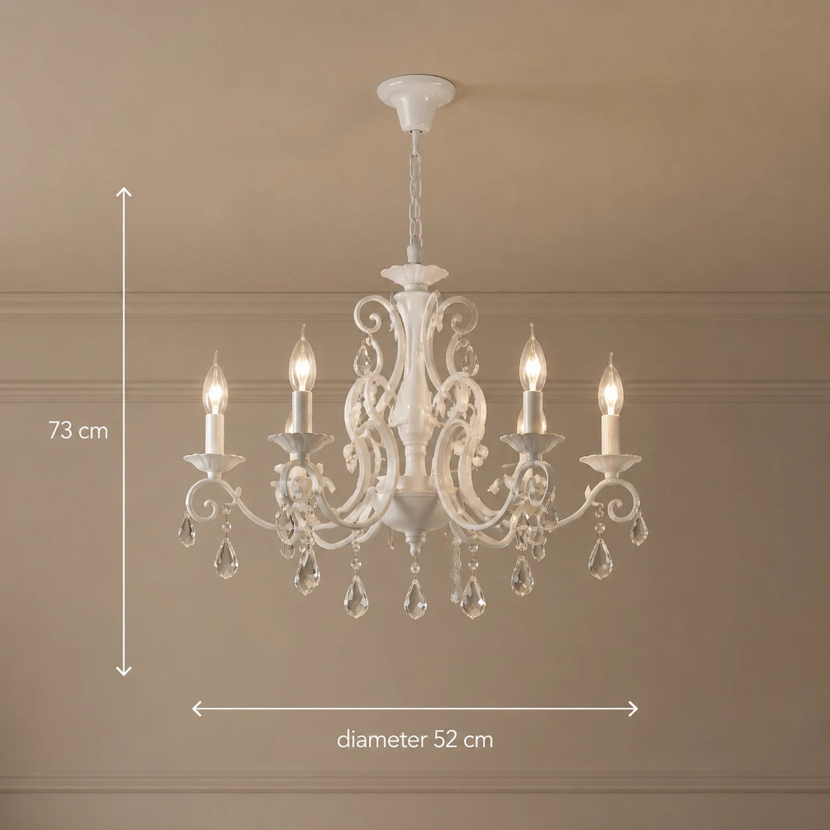 DELLI SANTI Chandelier 6xE14, Diameter 52cm, White, Adjustable Height - 01_LC130-6WH.png