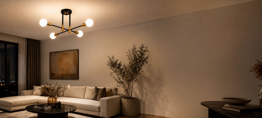 Lustra Modernist Gentile, 4x E27, Negru și Auriu, Design Modern - 01_LC362-4BKGD.png