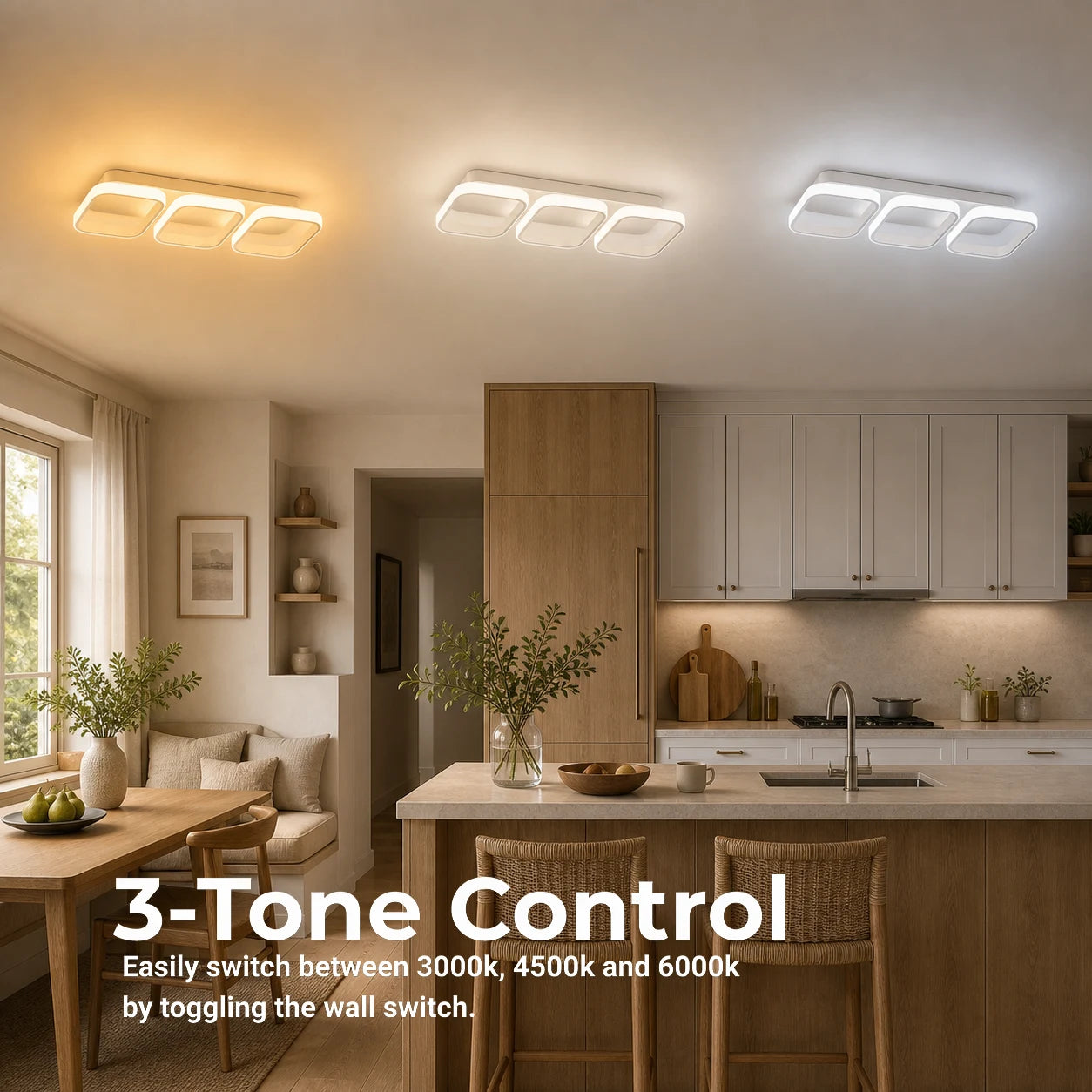LED Chandelier VERTEX 34W, 3 Squares, Linear, Cold/Warm/Neutral light, White - 01_LL770-3WH.png