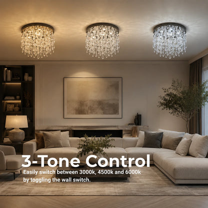 Crystal LED Chandelier LLC210/400CH Round, 22W, Cool/Warm/Neutral Light, Crystal, Shiny Chrome - 01_LLC210-400CH.png