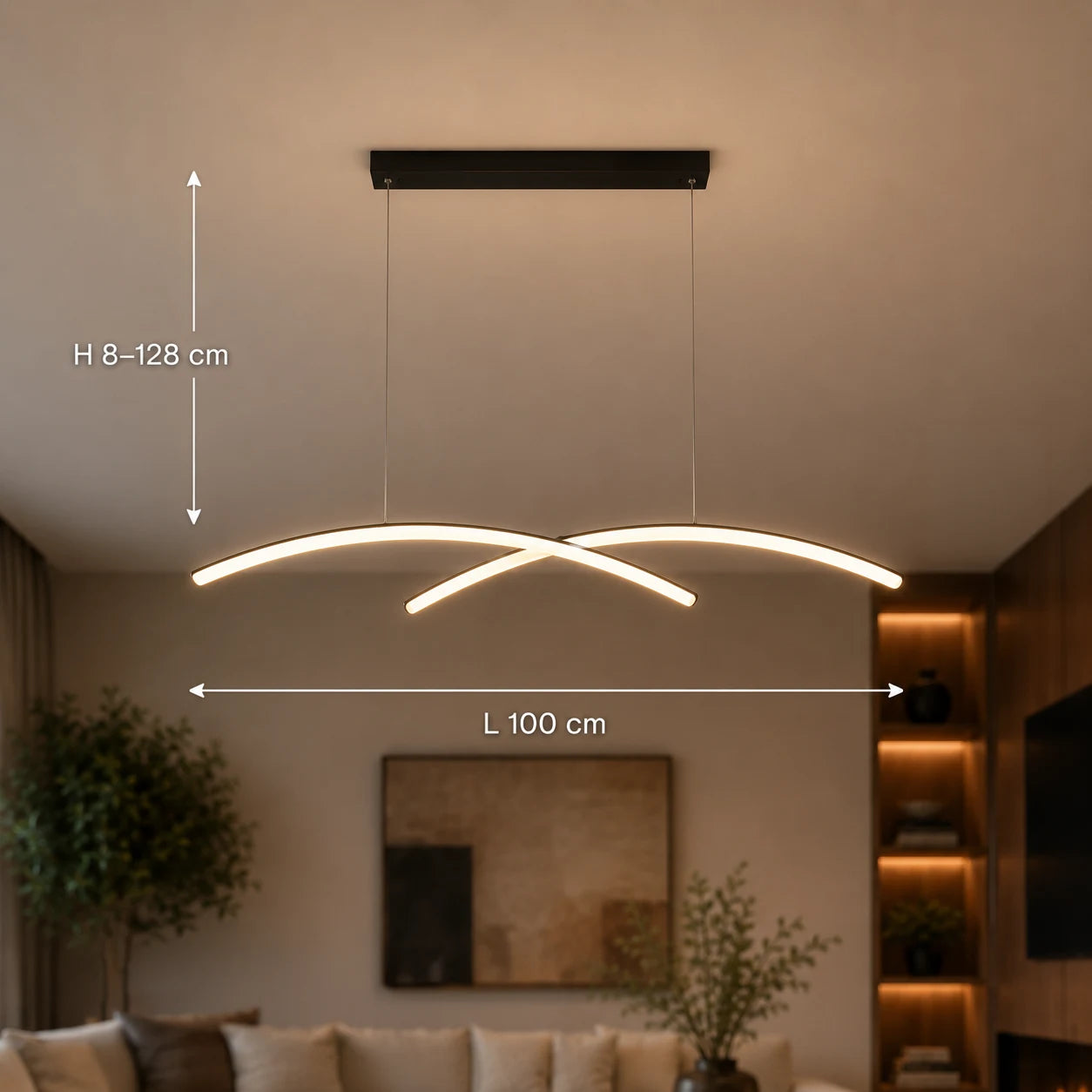 Lustra LED cu telecomanda FLUIRA, 52W, lumina Rece/Calda/Neutra, Dimabila, Negru - 01_LT103BK.png