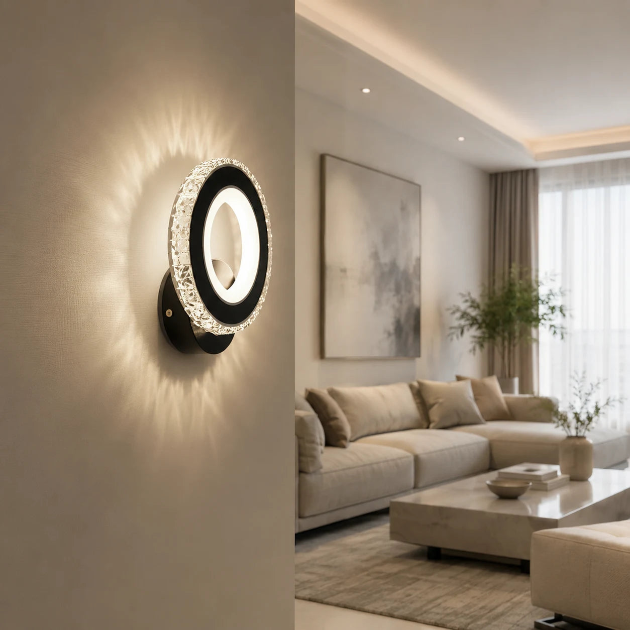 NOVA Rotonda LED wall light, 16W, Black & Stainless Steel, Warm/Cold/Neutral light - 02_AL073-1BK.png