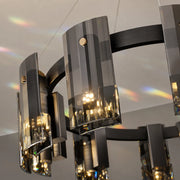 Modern Chandelier, Valmontreux Largo, 8xG9, Diameter 80cm, Black and Gray Crystals, Adjustable Height, Metal and Crystal - 02_CM360-800BK.png