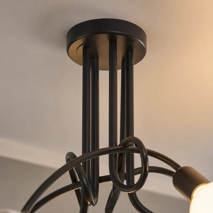 Modernist Chandelier Penta 5, 5x E27, Black, Modern Design - 02_LC366-5BK.png