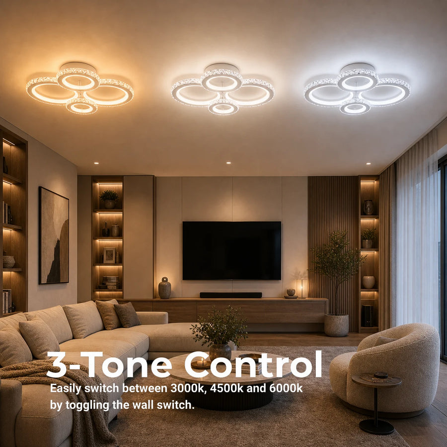 LED chandelier with remote control and crystal NOVA ROTONDA RGB 82W, 4 Circles, Cold/Warm/Neutral light, Dimmable, White - 02_LT073-4WH.png