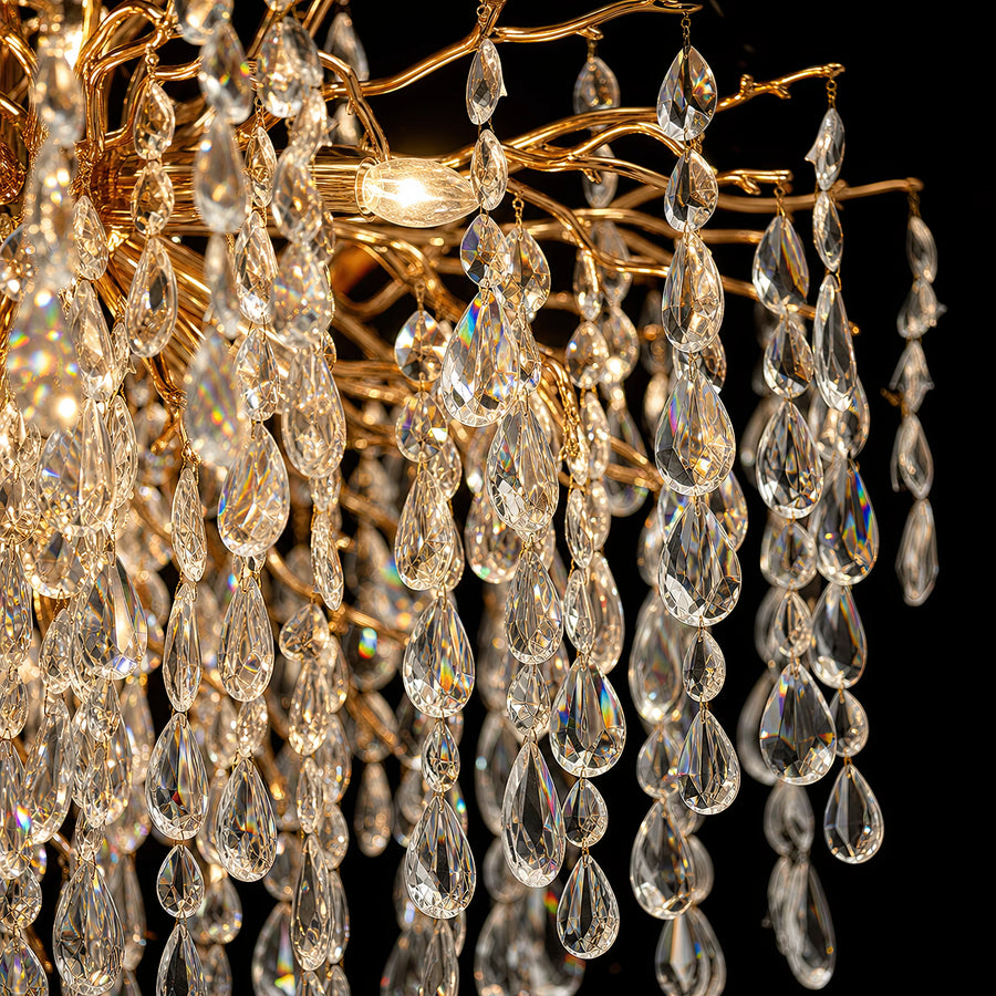 WALTZ Cascade Crystal Chandelier, 9x G9, Gold, 80cm, Adjustable Height - 03_CC331-80.png