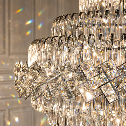 WINDSOR Grande Supremo Crystal Chandelier 14xE14, Diameter 60X90cm, Shiny Chrome, Adjustable Height - 03_CC800-600X900CH.png