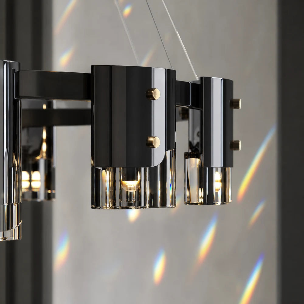 Modern Chandelier, Valmontreux Largo, 8xG9, Diameter 80cm, Black and Gray Crystals, Adjustable Height, Metal and Crystal - 03_CM360-800BK.png