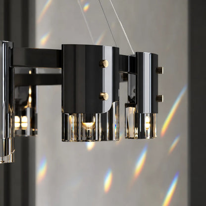 Modern Chandelier, Valmontreux Largo, 8xG9, Diameter 80cm, Black and Gray Crystals, Adjustable Height, Metal and Crystal - 03_CM360-800BK.png
