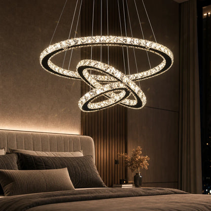 Suspended LED chandelier with remote control and crystal PRISM LUMINIS 79W, 3 Circles, Cold/Warm/Neutral light, Dimmable, Chrome, Adjustable Height - 03_LT029.png